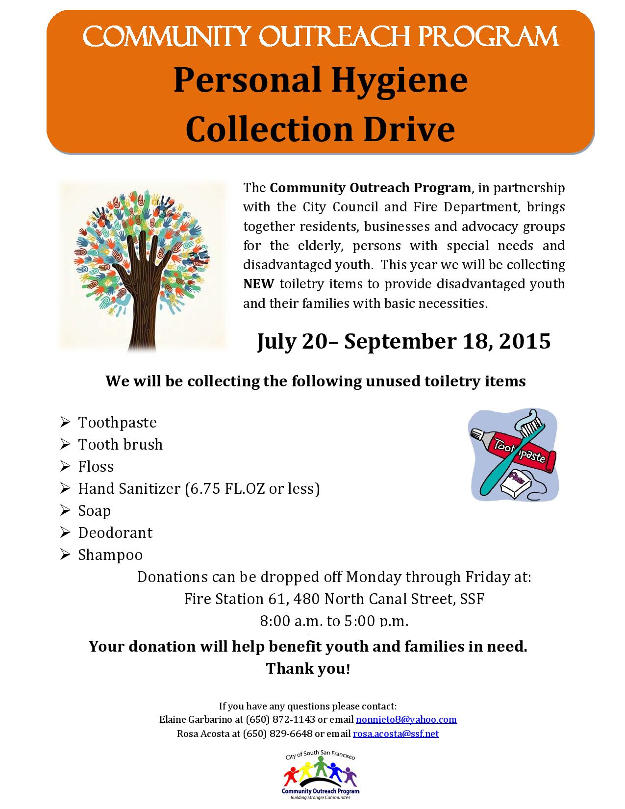 SSF Community Outreach Program Personal Hygiene Collection Drive